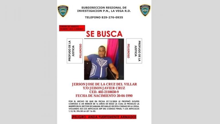 Policía Nacional busca a hombre prófugo acusado de homicidio de un menor en La Vega