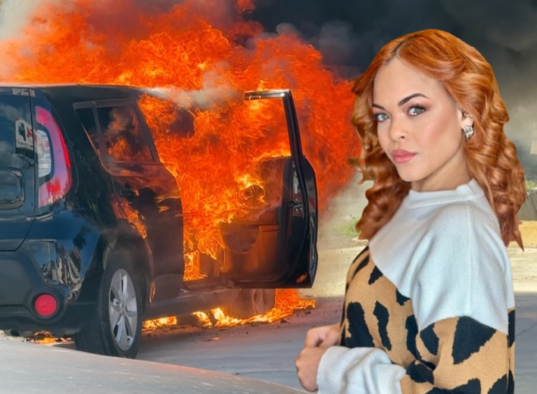 Kiara Romero se salva de milagro al incendiarse su vehículo en la autopista Duarte (imágenes)