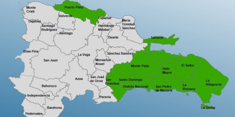 COE eleva alerta verde en 10 provincias y el Distrito Nacional por lluvias y oleaje peligroso