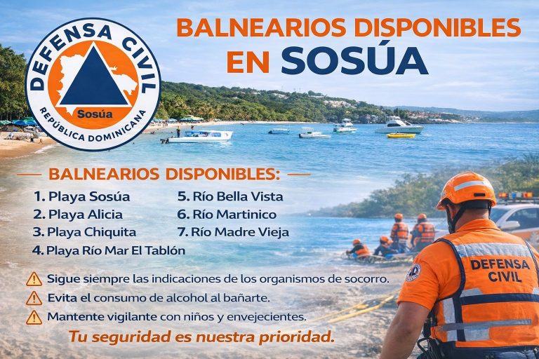 Autoridades habilitan playas y ríos en Sosúa para uso durante Semana Santa