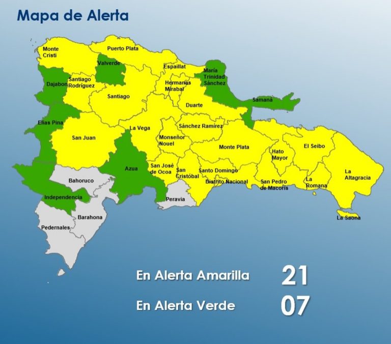 COE: 27 provincias y el DN bajo alerta por vaguada