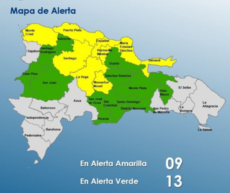 COE aumenta a 21 las provincias en alertas y el DN por sistema frontal