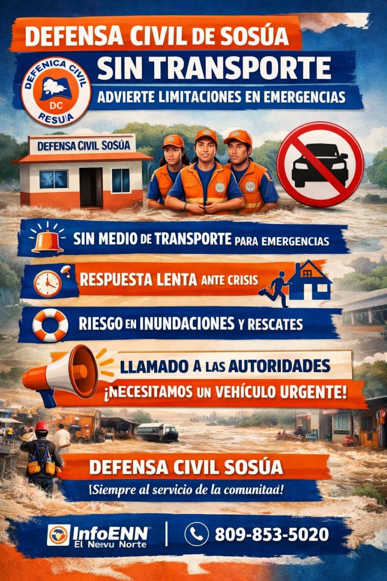 Defensa Civil de Sosúa opera sin transporte y advierte limitaciones en emergencias