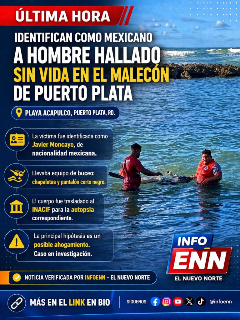 Identifican como mexicano a hombre hallado sin vida en el malecón de Puerto Plata