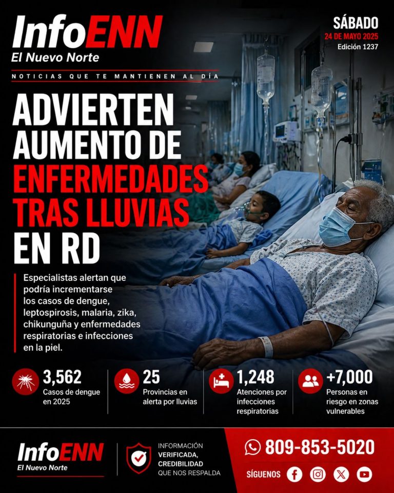 Advierten aumento de enfermedades tras lluvias intensas en República Dominicana