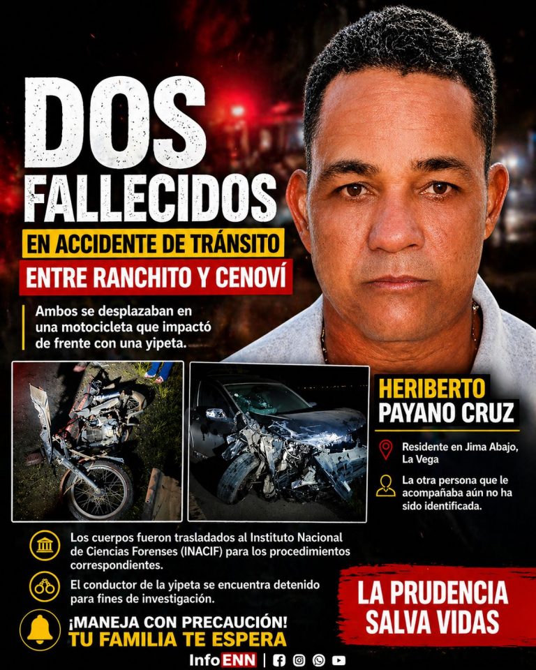 Dos personas pierden la vida en accidente entre Ranchito y Cenoví