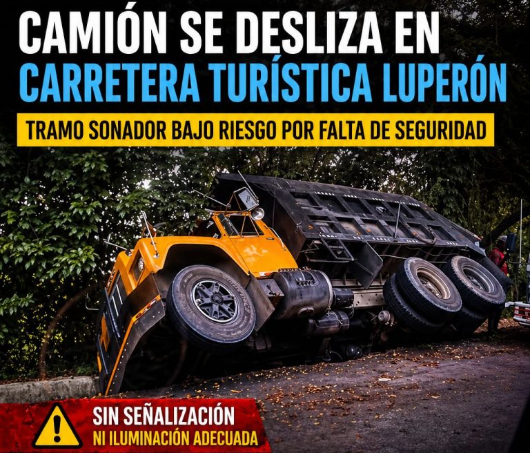 Deslizamiento de camión en la carretera turística Luperón reaviva críticas por seguridad vial