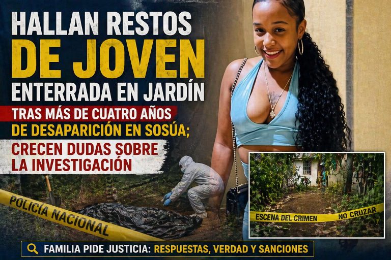 Hallan restos de joven enterrada en jardín tras más de cuatro años de desaparición en Sosúa; crecen dudas sobre la investigación