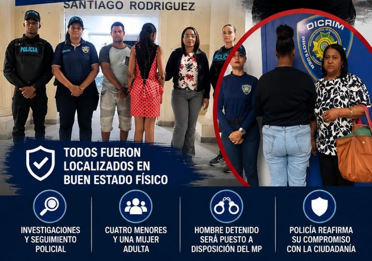 Policía localiza cinco desaparecidos en Santiago; un hombre fue detenido por caso de menor