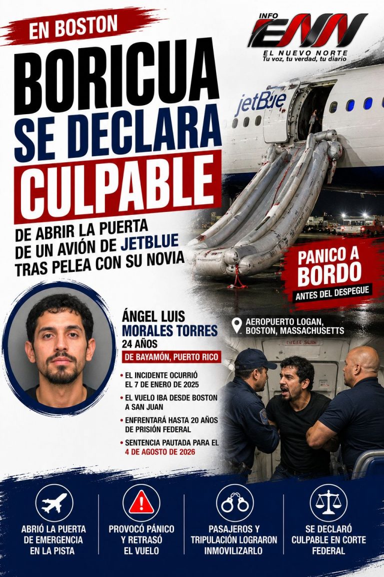 Boricua se declara culpable tras abrir puerta de emergencia de avión JetBlue en Boston